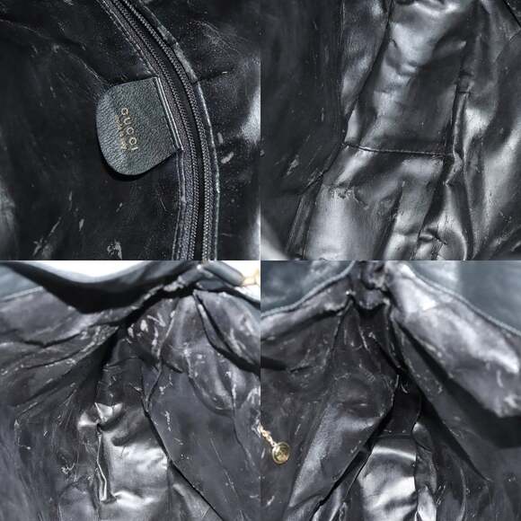 GUCCI Bamboo Hand Bag Leather Black Gold 001 2058 1577 0 - Picture 11 of 12